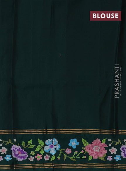 Purple & Green Pure Soft Silk - Embroidery