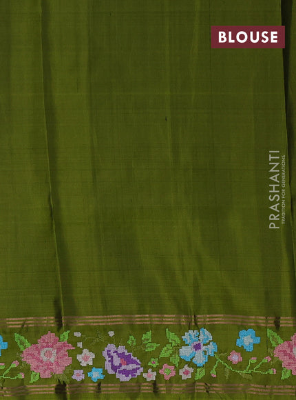 Black & Mehendi Green Pure Soft Silk - Embroidery