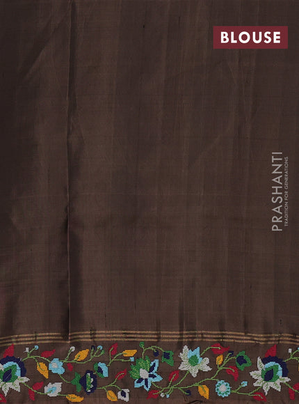 Maroon & Chiku Pure Soft Silk - Embroidery