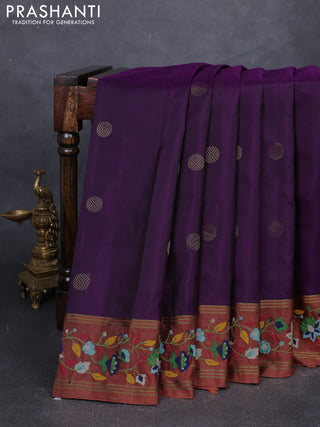 Purple & Rust Pure Soft Silk - Embroidery