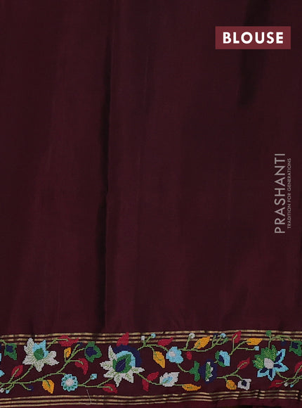Mustard & Maroon Pure Soft Silk - Embroidery