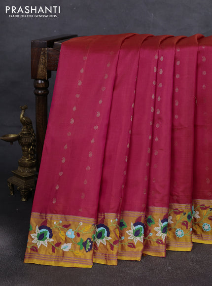 Pink & Yellow Pure Soft Silk - Embroidery