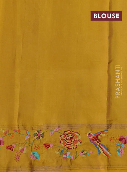 Beige & Yellow Pure Soft Silk - Embroidery