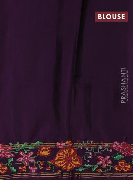 Mustard & Purple Pure Soft Silk - Embroidery