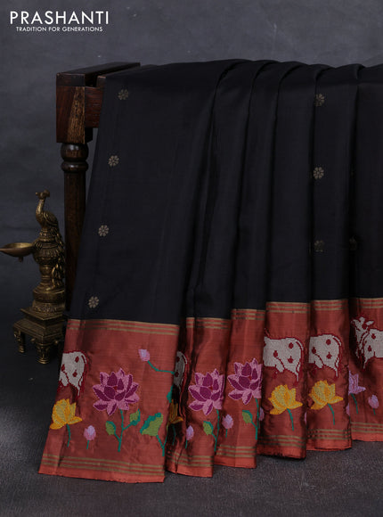 Black & Rust Pure Soft Silk - Embroidery