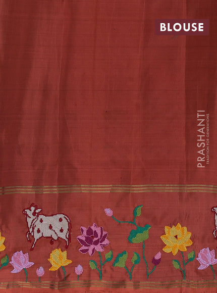 Black & Rust Pure Soft Silk - Embroidery