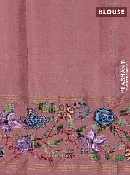 Peach & Pastel Peach Pure Soft Silk - Embroidery