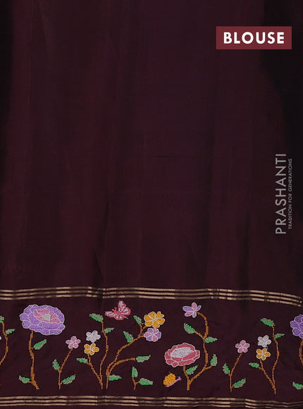 Rust & Maroon Pure Soft Silk - Embroidery
