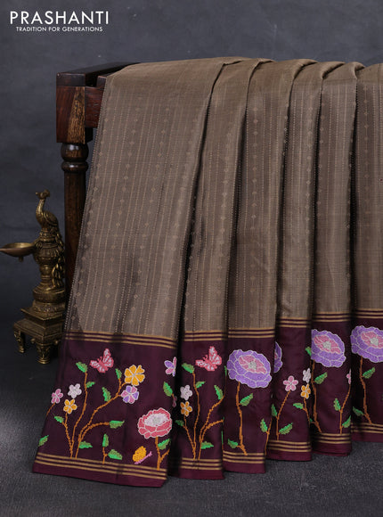 Chiku & Wine Pure Soft Silk - Embroidery
