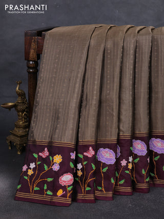 Chiku & Wine Pure Soft Silk - Embroidery