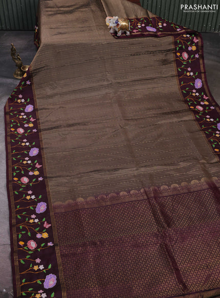 Chiku & Wine Pure Soft Silk - Embroidery