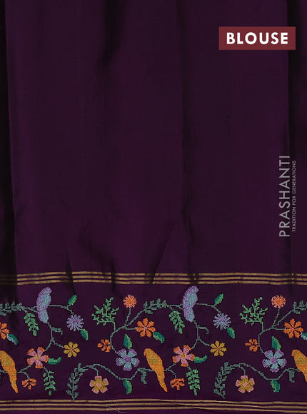 Maroon & Purple Pure Soft Silk - Embroidery