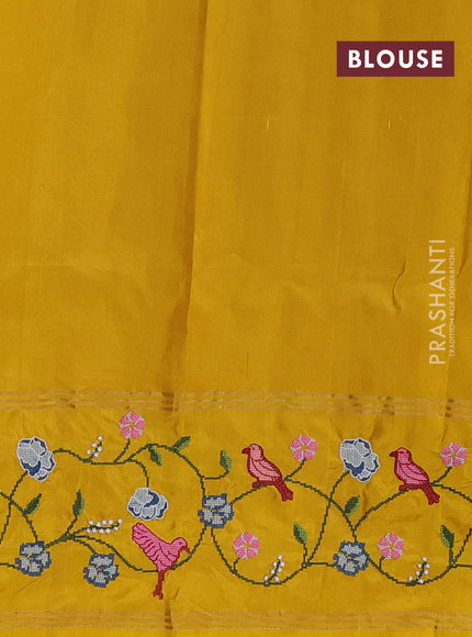Pale Yellow & Yellow Pure Soft Silk - Embroidery