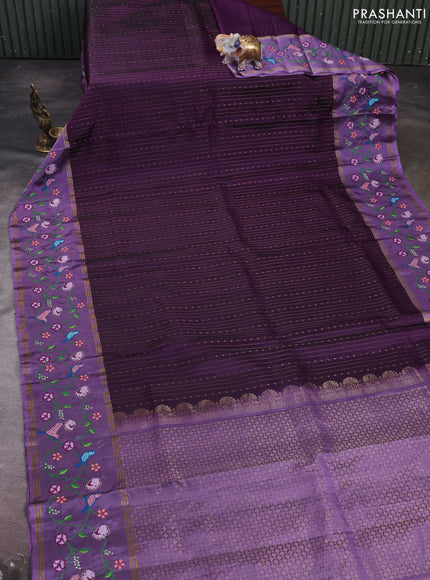 Purple & Lavender Pure Soft Silk - Embroidery