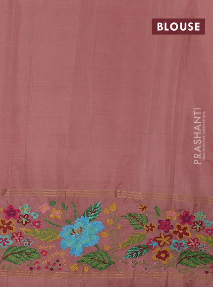 Beige & Pastel Peach Pure Soft Silk - Embroidery