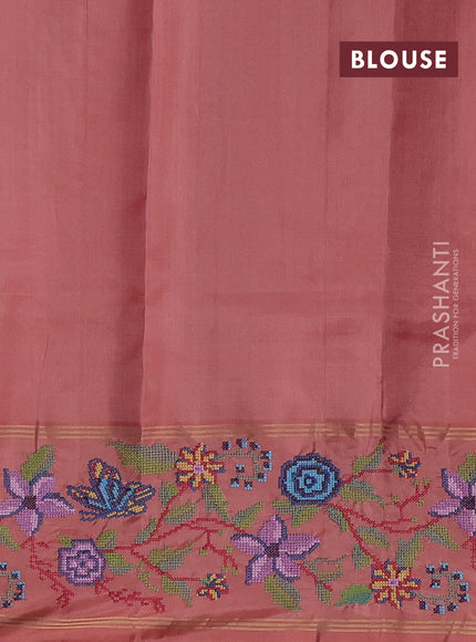 Peach & Pastel Peach Pure Soft Silk - Embroidery