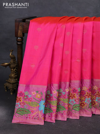 Pink & Magenta Pink Pure Soft Silk - Embroidery