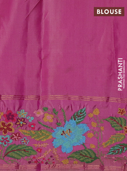 Pink & Magenta Pink Pure Soft Silk - Embroidery