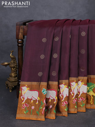 Maroon & Mustard Pure Soft Silk - Embroidery