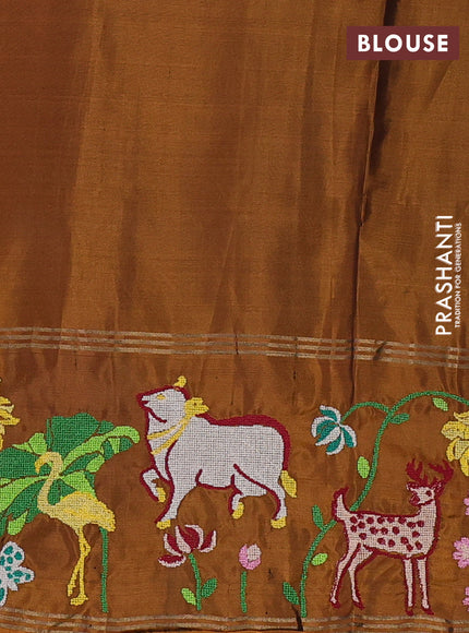 Maroon & Mustard Pure Soft Silk - Embroidery