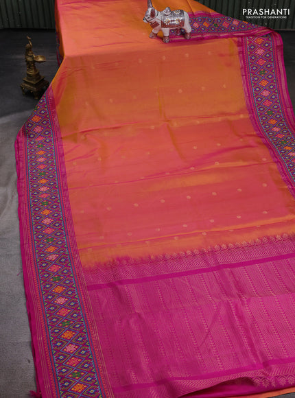 Mango Yellow & Pink Pure Soft Silk - Embroidery