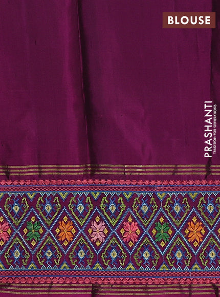 Bottle Green & Purple Pure Soft Silk - Embroidery