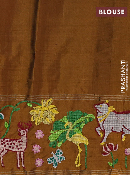 Black & Mustard Pure Soft Silk - Embroidery