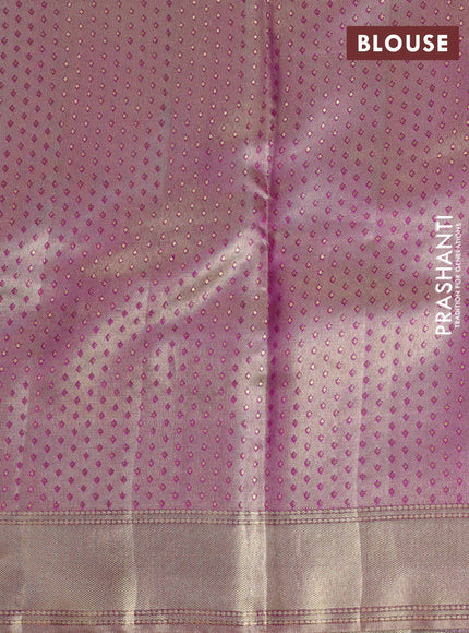 Elaichi Green & Purple Pure Kanchipuram Tissue Silk - Mina Border