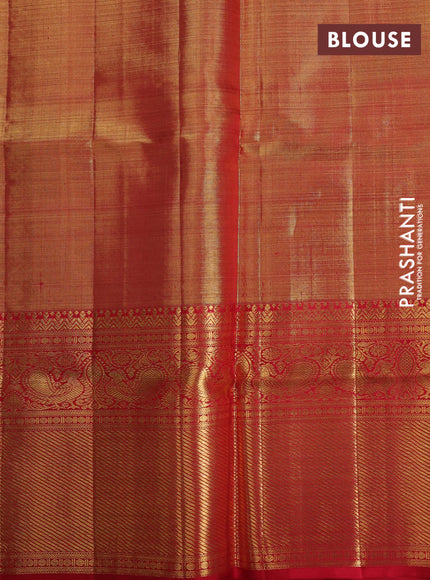 Gold & Red Pure Kanchipuram Tissue Silk - Mina Border