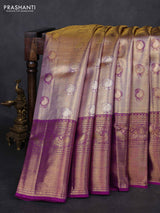 Gold & Purple Pure Kanchipuram Tissue Silk - Mina Border