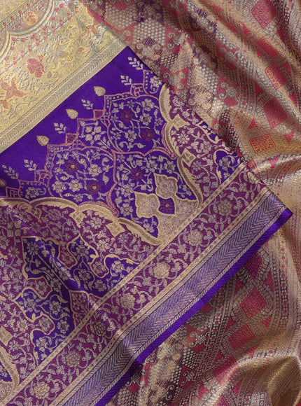 Gold & Violet Pure Kanchipuram Tissue Silk - Mina Border