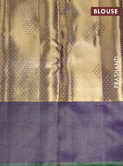 Pastel Blue & Violet Pure Kanchipuram Tissue Silk - Mina Border