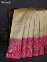 Gold & Pink Pure Kanchipuram Tissue Silk - Mina Border
