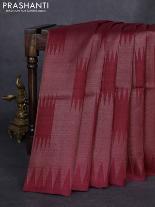Maroon Pure Soft Silk - Brocade