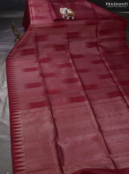 Maroon Pure Soft Silk - Brocade