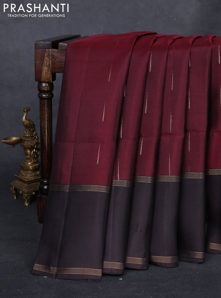Maroon & Coffee Brown Pure Soft Silk - Buttas