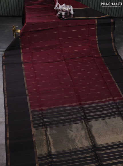 Maroon & Coffee Brown Pure Soft Silk - Buttas