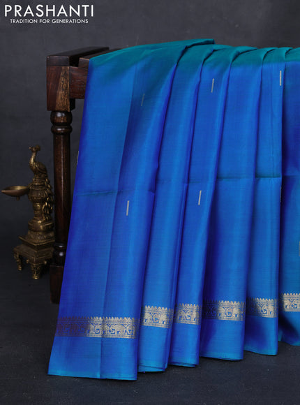 Peacock Blue Pure Soft Silk - Buttas