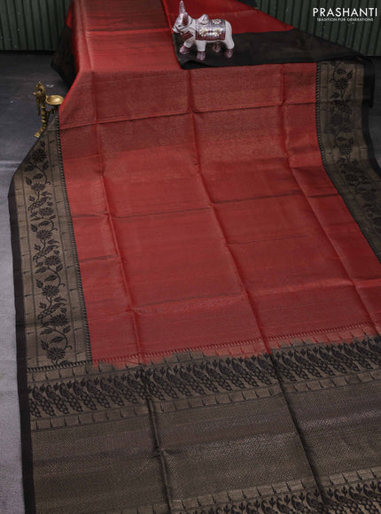 Rust & Black Pure Soft Silk - Brocade