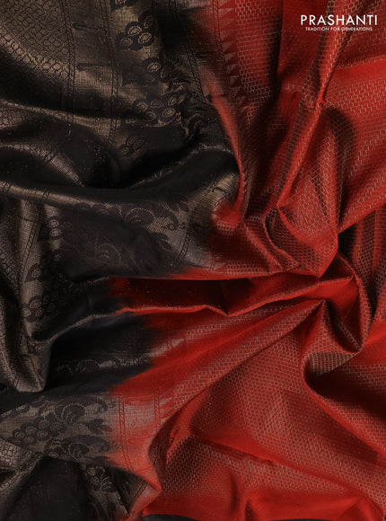 Rust & Black Pure Soft Silk - Brocade