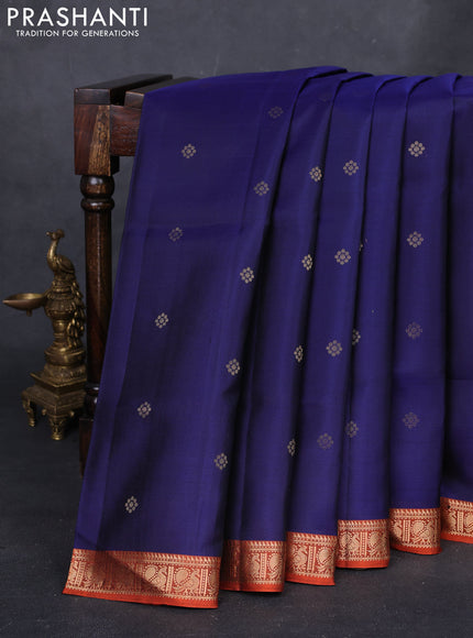 Navy Blue & Rust Pure Soft Silk - Buttas