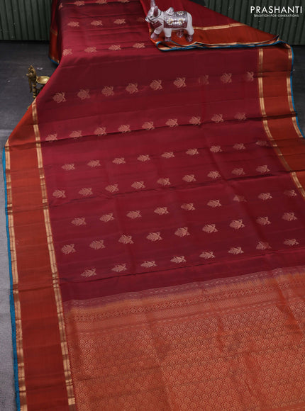 Maroon & Rust Pure Soft Silk - Buttas
