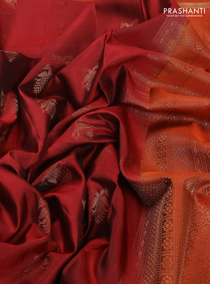 Maroon & Rust Pure Soft Silk - Buttas