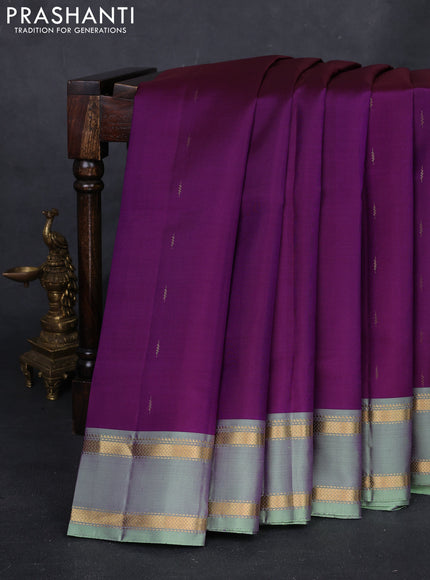 Purple & Pastel Green Pure Soft Silk - Buttas
