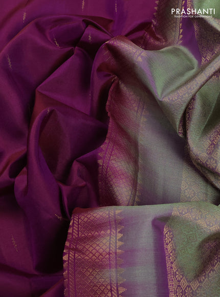 Purple & Pastel Green Pure Soft Silk - Buttas