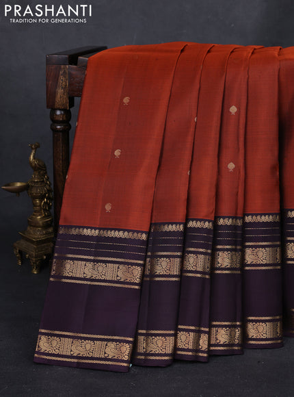 Rust & Jamun Pure Soft Silk Saree