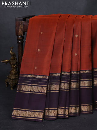 Rust & Jamun Pure Soft Silk Saree