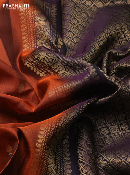 Rust & Jamun Pure Soft Silk Saree