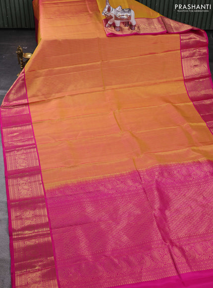 Mustard Yellow & Pink Pure Soft Silkn Saree