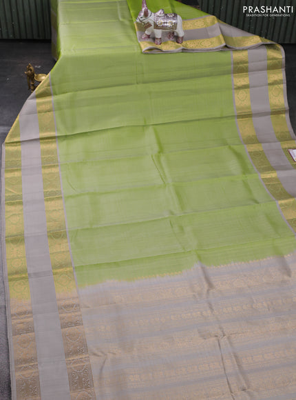 Green & Grey Pure Soft Silk - Checks